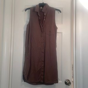 Brown shift button up dress